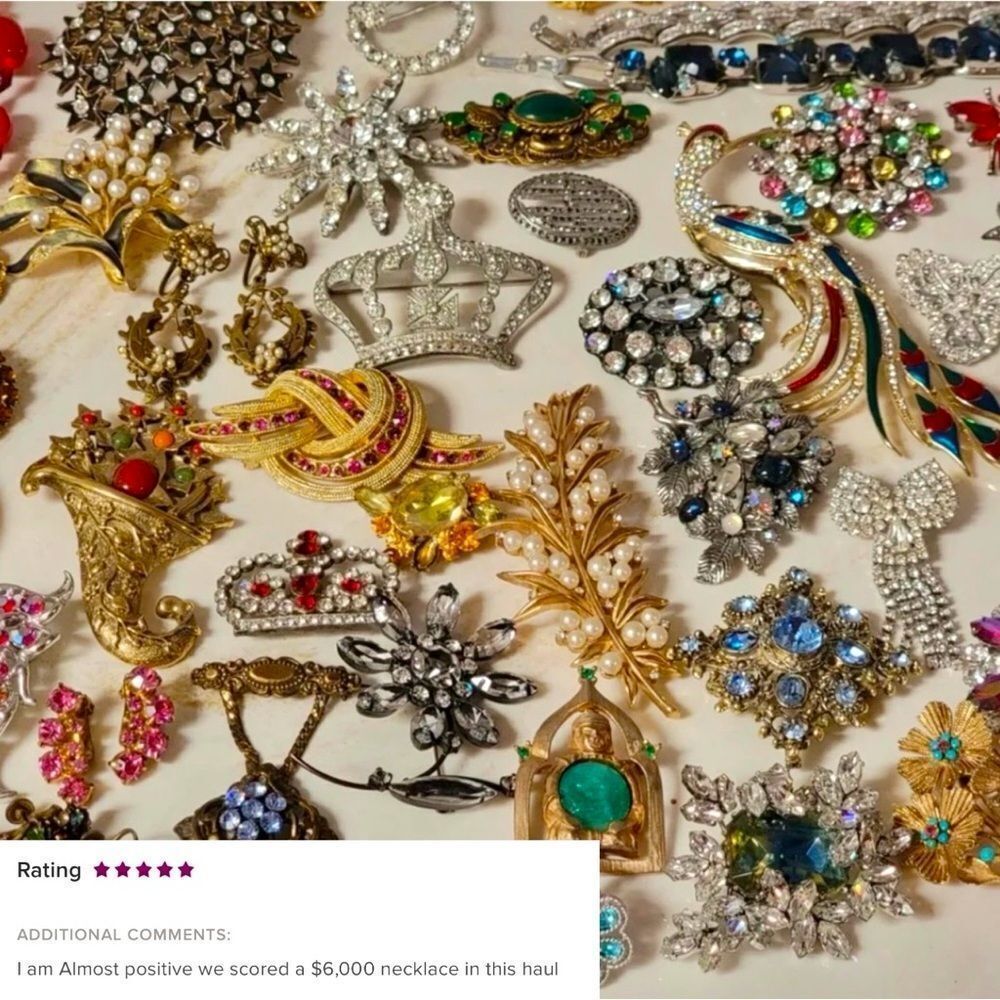 5 PCs Vintage Modern jewelry lot~ gold, silver Rhinestones pearls